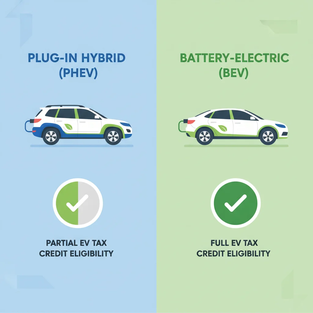 Comparison between a plug-in hybrid with partial credit and a battery-electric vehicle with full credit eligibility
