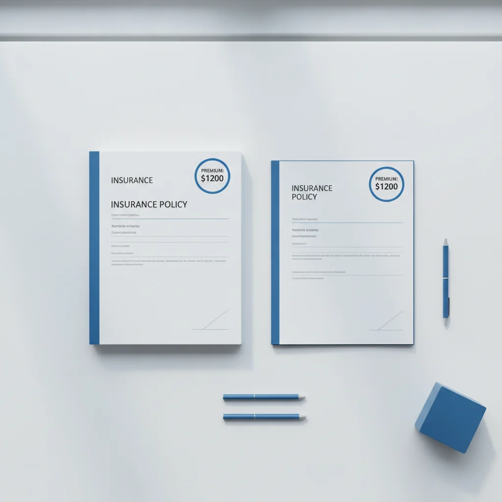 Two insurance policy documents with the same price sticker but different thicknesses representing coverage depth