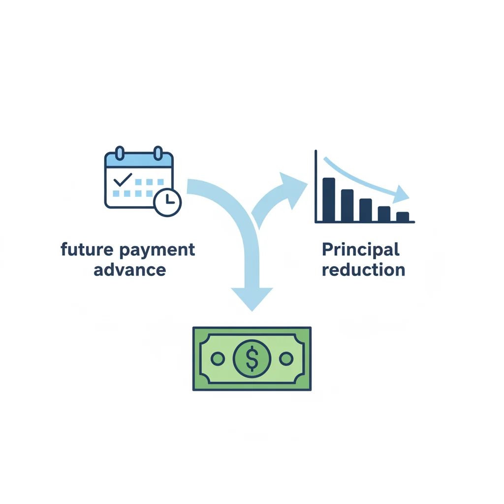 Infographic showing two paths an extra car payment can take — future advance versus principal reduction