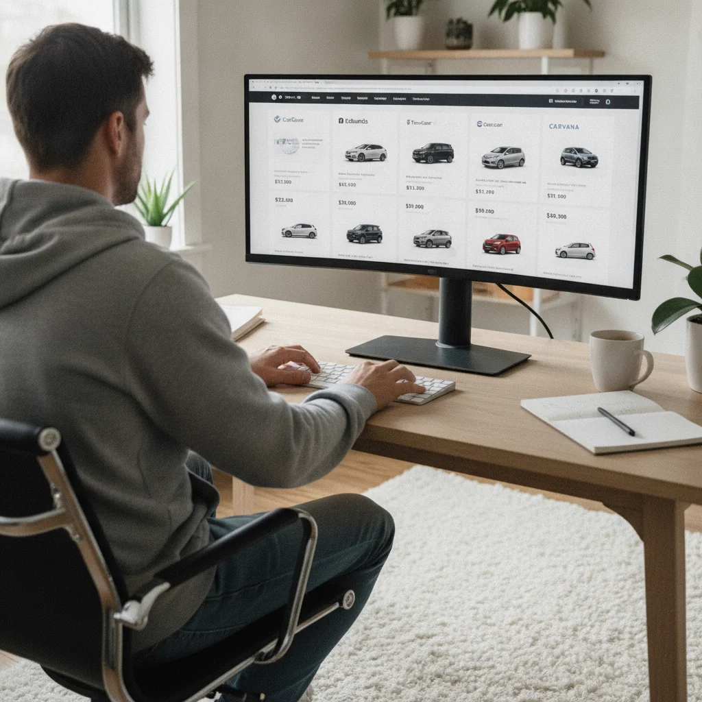 Person comparing multiple instant offer platforms on a computer with different quoted values visible on screen